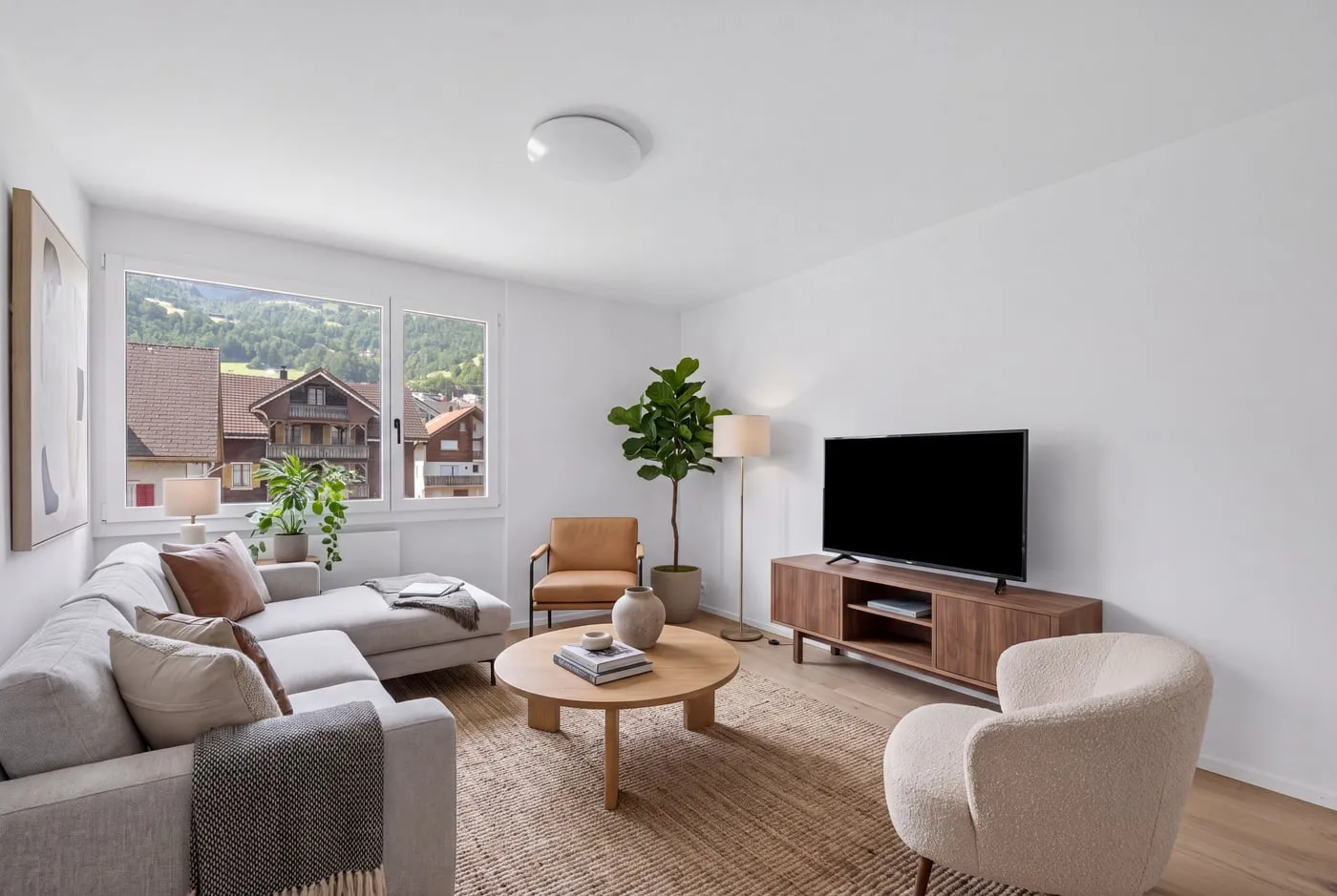 Wohnzimmer, virtuell möbliert